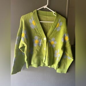 Green flower cardigan
